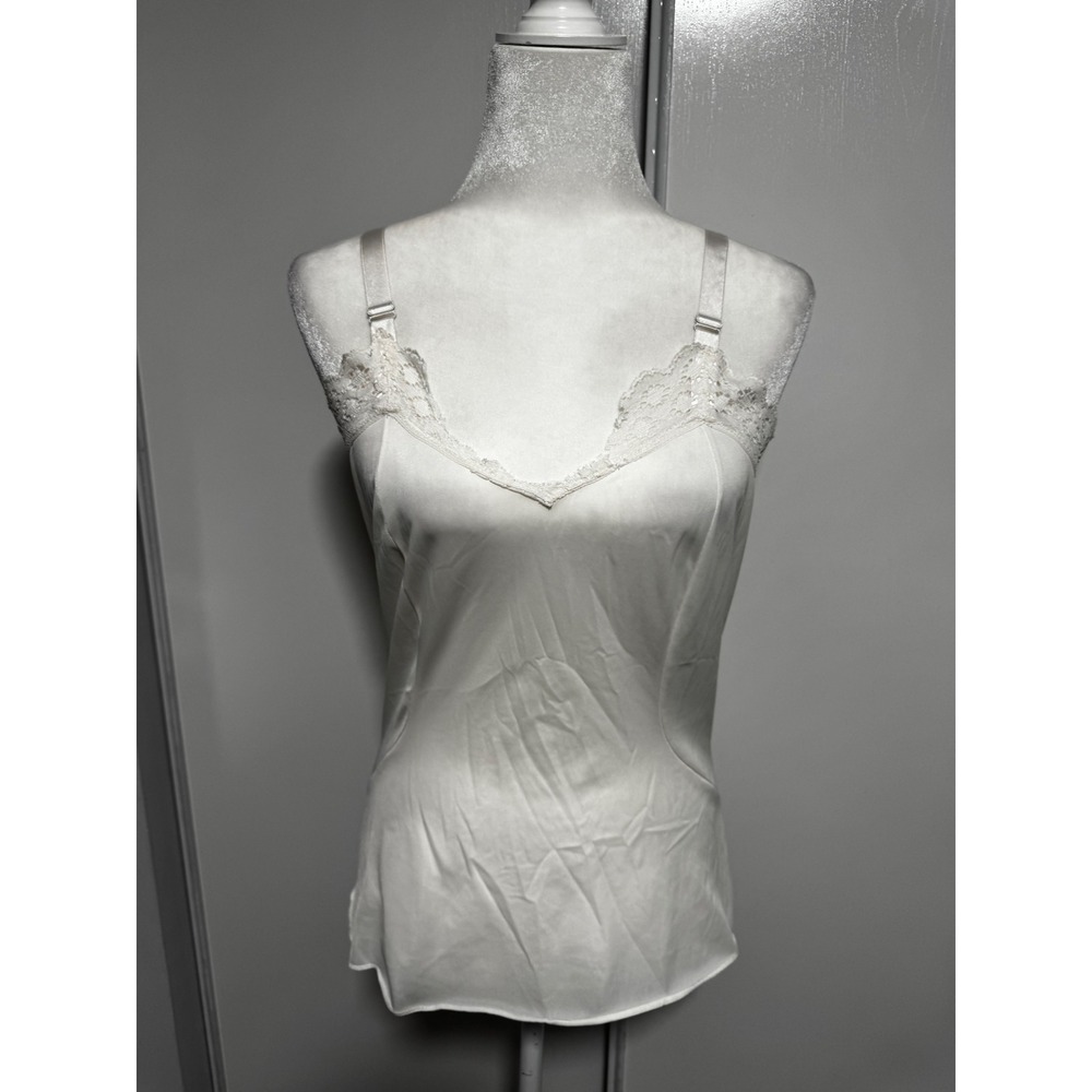 Vintage Dutchmaid‎ White Lingerie Top Lace Trim Cami Sleeveless Size 32 Nylon
